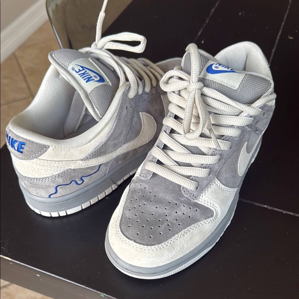 Nike Gray and White Low-Top Sneakers